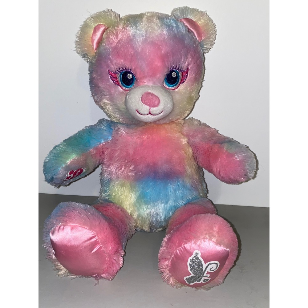 Build-A-Bear Workshop Pastel Swirl Tie Dye Plush Bear Pink Blue Yellow 18" - Picture 1 of 5